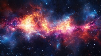 Fototapeta premium Colorful nebula and stars shine in the deep space background. Ideal for science, astronomy or cosmic themed visual projects.