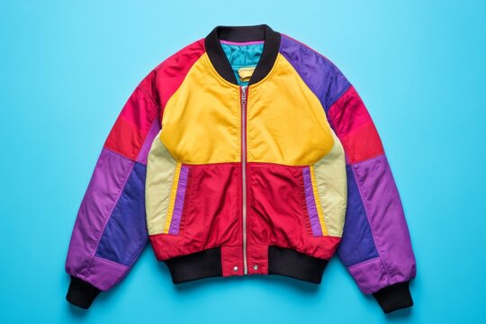 Vibrant patchwork bomber jacket