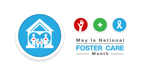 May is National Foster Care Awareness Month. Great for posters, banners, social media and more. White background.