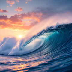 Majestic Ocean Wave at Sunset