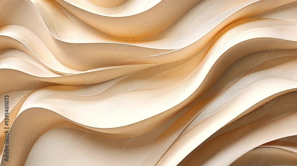 Poster elegant fluid waves smooth abstract background in beige and cream, showcasing calming design pattern