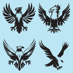 Eagle silhouette of eagle Eagle logo Vector graphic of eagle icon Black and White Silhouette collection 