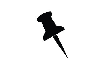 Push pin icon silhouette on white background