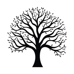 Obraz premium Minimal Naked Tree Silhouette vector isolated white background