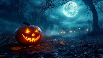 Naklejka premium Hauntingly Beautiful Halloween Forest Scene