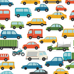 Fototapeta premium Cars in Traffic Jam on White Background - Пробки на дорогах 