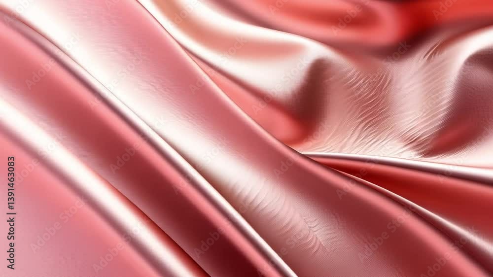 Aufkleber luxurious red satin fabric drapes elegantly with smooth, flowing textures, creating soft and sophist