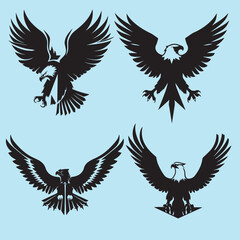 Eagle silhouette of eagle Eagle logo Vector graphic of eagle icon Black and White Silhouette collection 