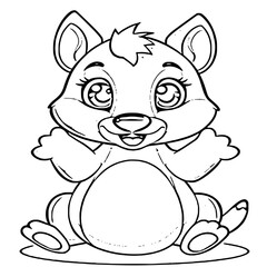 Cute Baby Bear Vector Line Art for Coloring Book