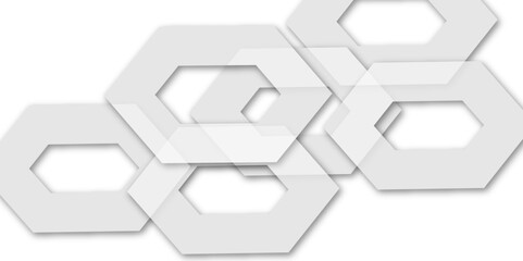 Abstract set of hexagon out line light grey and white hexagon 3d effect pattern with shadow seamless texture background. Use for book, poster, flyer, website vector illustration.