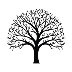 Obraz premium Naked tree silhouette clipart on a white background