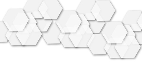 Abstract light grey and white hexagon 3d effect pattern with shadow seamless texture background. Use for book, poster, flyer, website vector illustration.