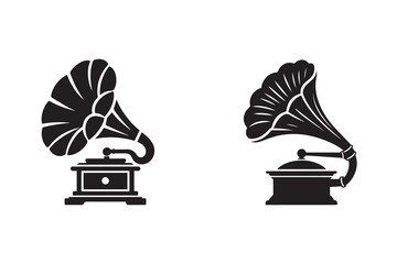 Gramophone Silhouette Illustration Vintage Music Player Vector Art 