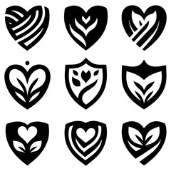 Obraz premium Set of black and white inspired shield haven for flourishing bold radiance