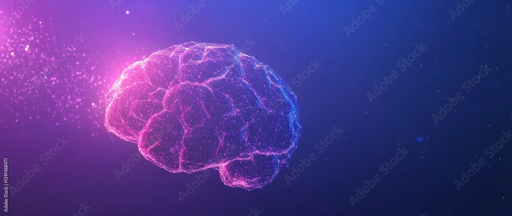 Poster complex neural network visualizes brain connections in digital art form during a futuristic concept 