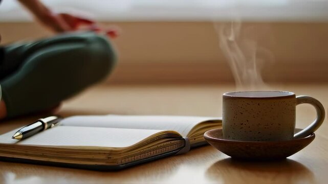 Herbal Tea and Meditation Journal Scene