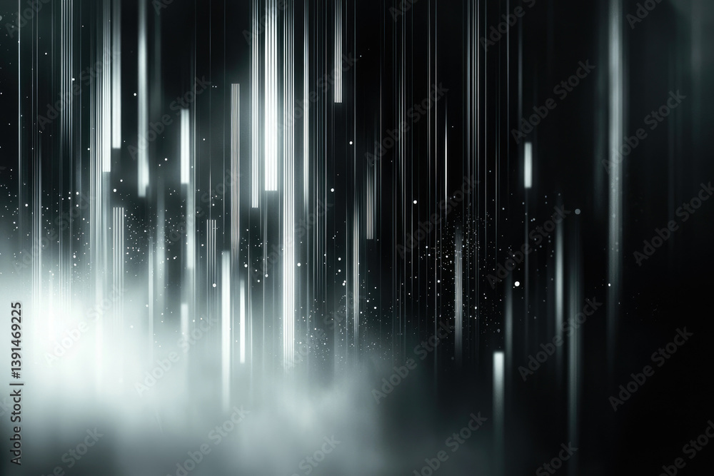 Poster Abstract background with vertical light streaks and subtle fog, creating a futuristic or mystical atmosphere.