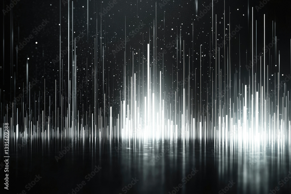 Aufkleber Abstract digital background with glowing white lines and particles creating a futuristic and dynamic visual.
