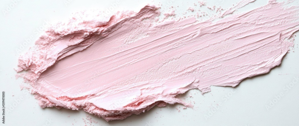 Poster soft pink cream spread on a white surface in a minimalistic style showing texture and color variatio