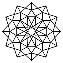 3d holographic wire frame mandala line art vector illustration 