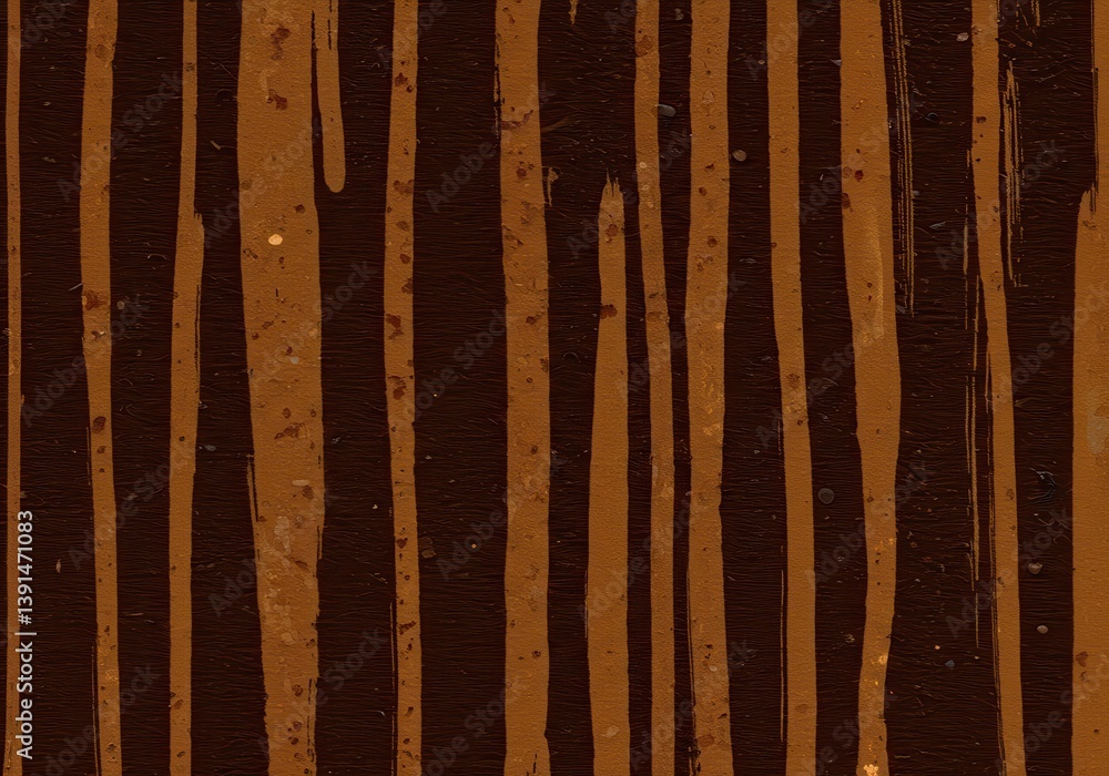 Poster abstract brown and tan paint drips creating a textured vertical pattern on a dark background art