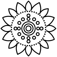 Aboriginal dot painting mandala line art vector illustration 