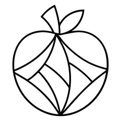 Abstract fruit art using shapes and lines line art vector illustration 