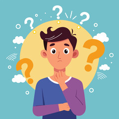 a boy is thinking vector