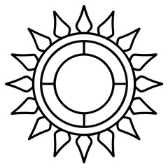 Ancient egyptian sun disk mandala line art vector illustration 