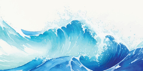 Soothing and Artistic Marine-Inspired Abstract Background with Layered Watercolor Textures in Blue and Green, Capturing the Essence of Ocean Waves for Use in Digital and Print Creative Projects