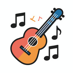 guitar and musical notes