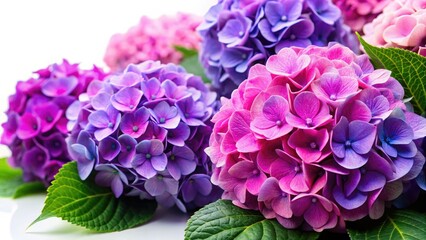 Fototapeta premium Minimalist Purple Pink Hydrangea Blooms Closeup Floral Photography