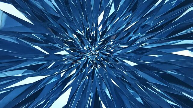 Abstract blue shards radiating outward from a central point in a geometric pattern