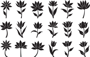 "Vector Petal and Flower Silhouettes Set"