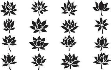 "Vector Petal and Flower Silhouettes Set"