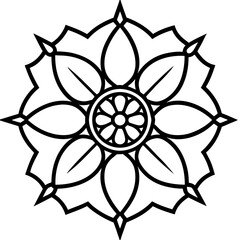 Gothic cathedral rose window mandala line art  vector illustration 