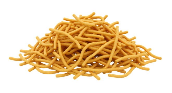 Pile of Chow Mein Noodles Snack on a White Background