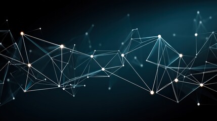 Abstract Network of Connected Lines and Points on Dark Background