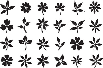"Vector Petal and Flower Silhouettes Set"