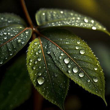 Dew Kissed Leaves, Isolated Image.