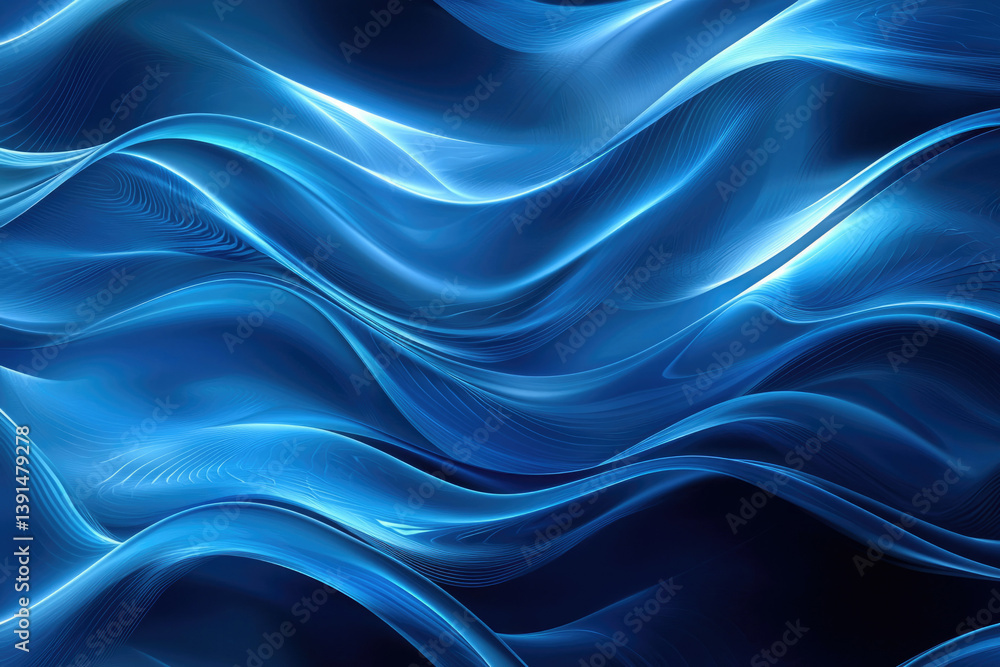 Poster Abstract blue waves flowing seamlessly, creating a dynamic and elegant visual.