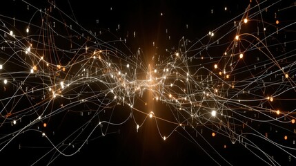 Abstract Network with Lines, Spheres, and Numbers