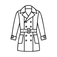 Naklejka premium trench coat icon, trench coat line art - simple line art of trench coat, perfect for trench coat logos and icons
