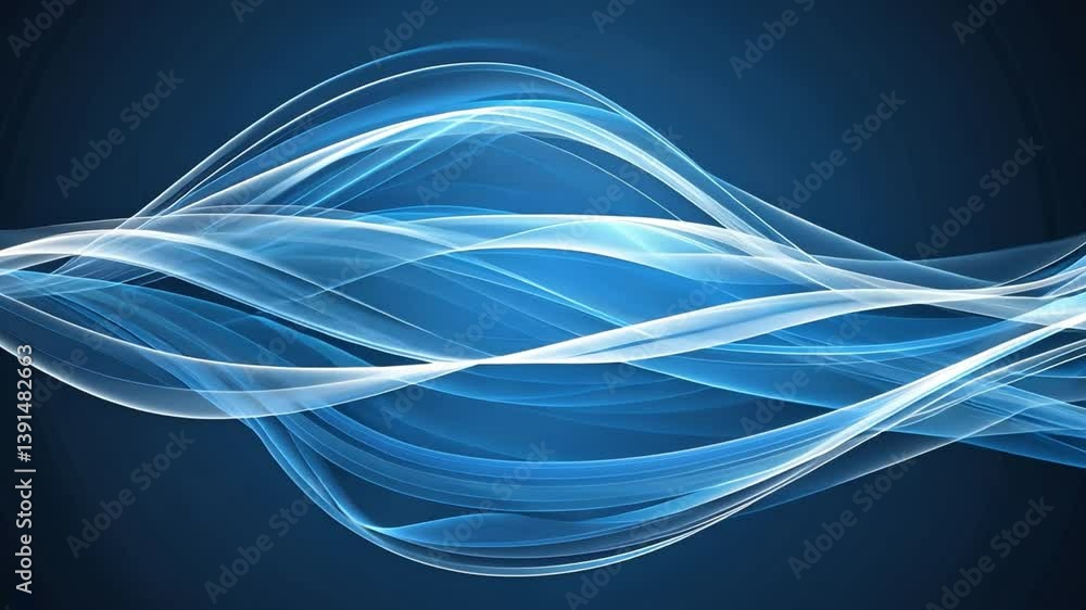 Poster abstract blue wave design flowing lines of movement and tranquility in digital background