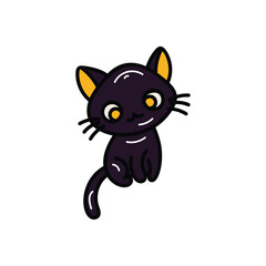 Black Cat icon islote white background vector stock illustration