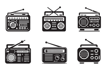 Radio Silhouette Illustration Vintage Retro Radio Vector Art