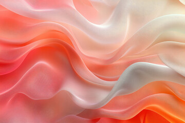 Obraz premium Abstract image of flowing, translucent fabric in shades of coral, peach, and white.