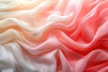 Obraz premium Soft, flowing fabric in ombre shades of peach and coral, creating a luxurious and elegant texture.