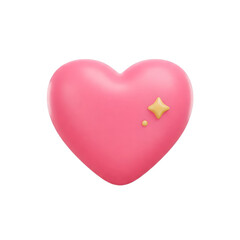 Pink Heart 3D icon symbol vector transparent no background