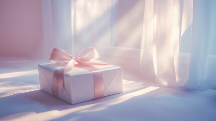 Elegant gift box on soft background.